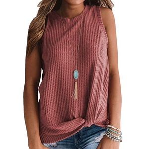 Miholl NWT new twist tie hem long tank soft waffle weave sleeveless top Summer